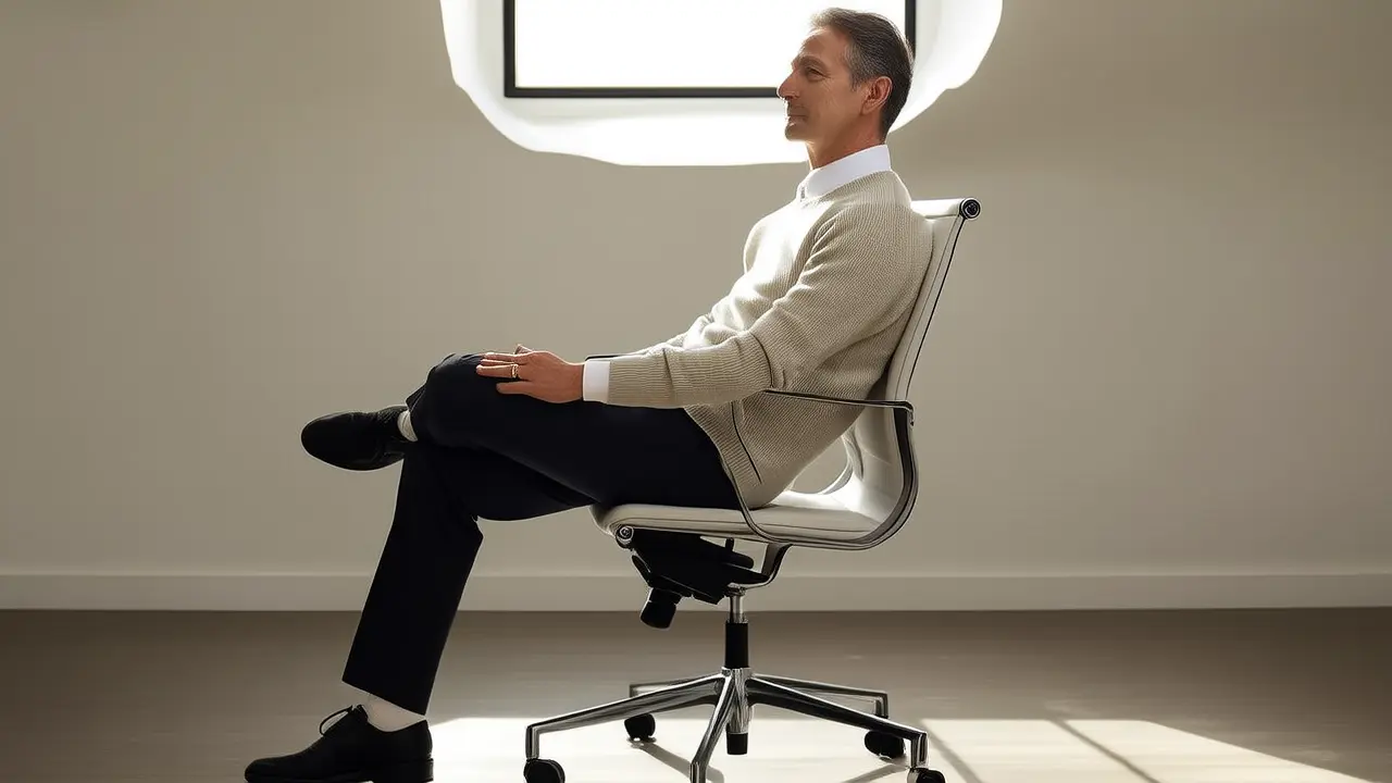5-Minute Office Stretch: Spinal Twist on a Chair, Relieve Stiffness in the Back and Waist