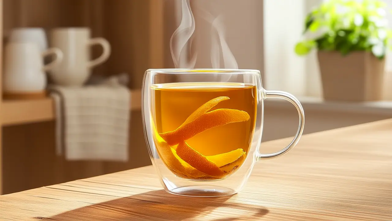 Herbal remedy for bloating: A cup of aged tangerine peel and ginger warm tea, no bloating after meals