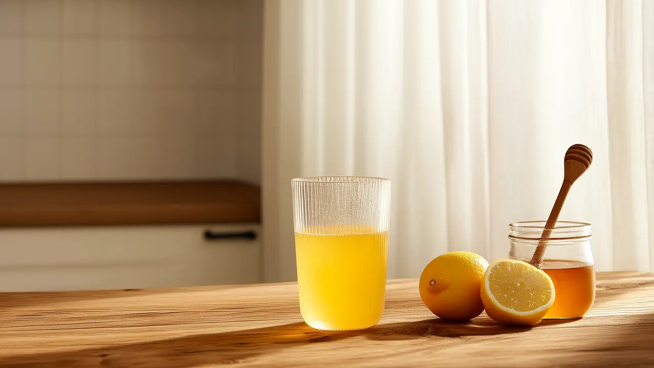 Método de desintoxicación intestinal: una taza de agua tibia con limón y miel por la mañana, limpieza suave del cuerpo