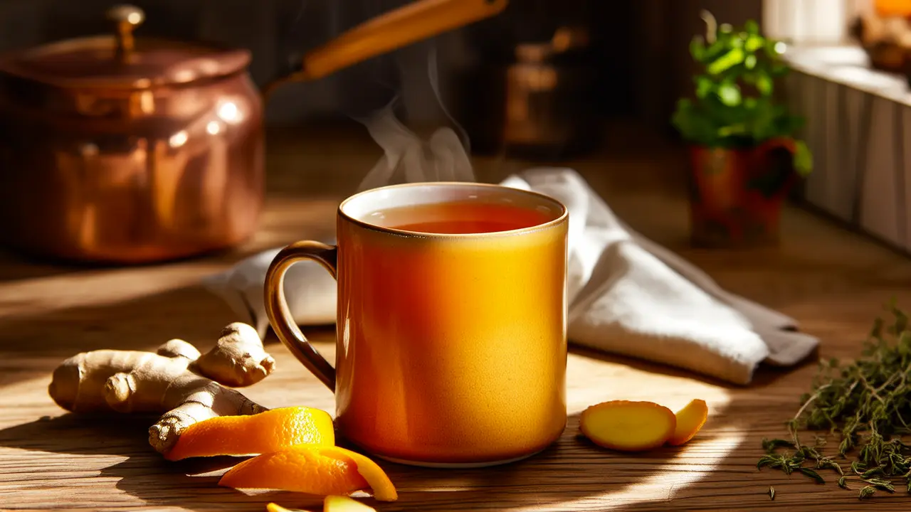 The most effective herb for bloating: a cup of warm ginger and tangerine peel tea, simple and comfortable