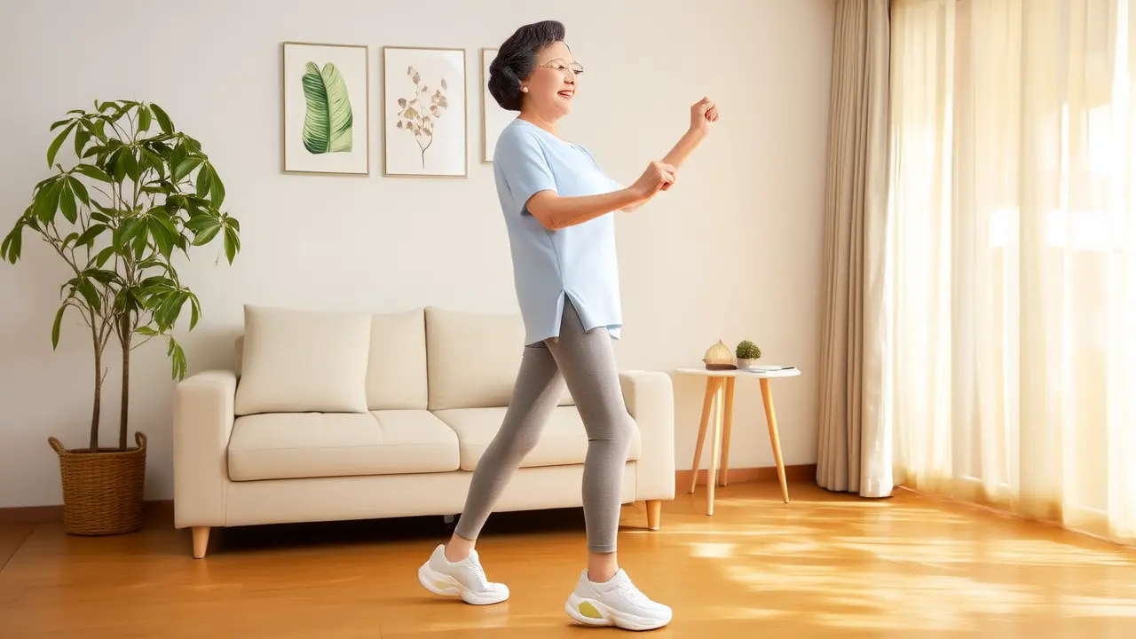 Home brisk walking for health, low-intensity exercise techniques to relax and soothe the entire body