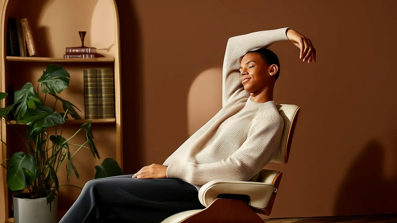 One Stretching Move to Relax After Sitting: Side Bending on a Chair, Unblocking Waist and Back Blood Flow