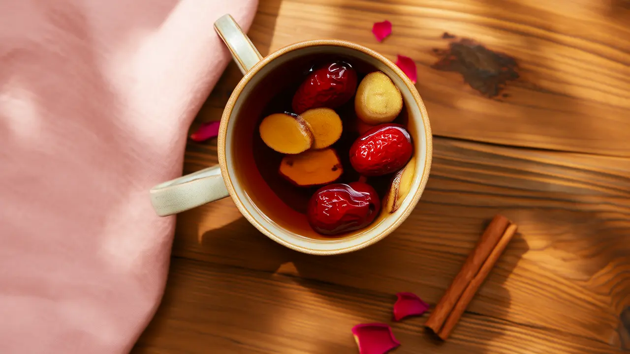 Female Blood and Qi Care Tips: A Cup of Warming Uterus Ginger Jujube Tea for a Healthy Complexion