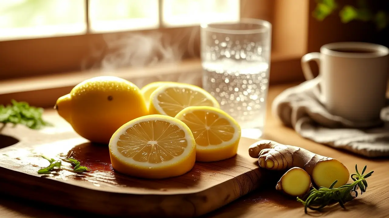 Alimentación ligera para purificar el cuerpo, pequeño truco suave para desintoxicar: un vaso de agua tibia con limón y jengibre cada día