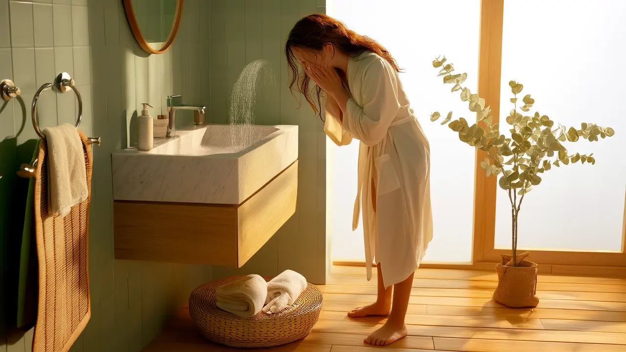 Washing your face with warm water in the morning plus natural aloe vera: The simplest natural skincare tip