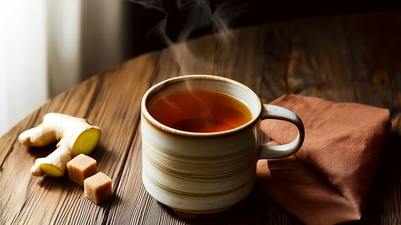 A cup of ginger and brown sugar tea, easily relieving cold abdominal pain