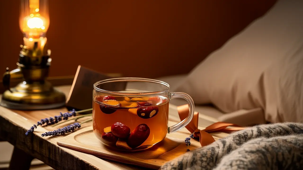 Uma xícara de chá de jujuba e tâmaras antes de dormir: simples e relaxante, ajuda a ter uma boa noite de sono