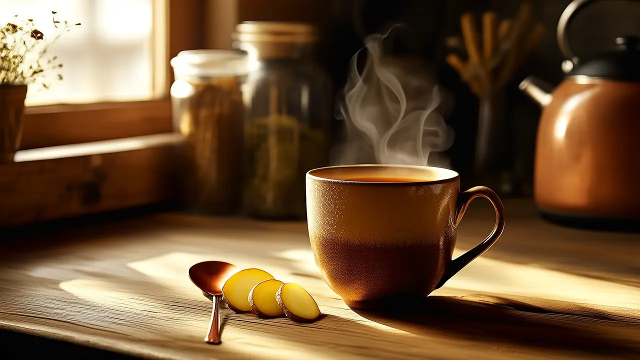 Feeling uncomfortable with a cold stomach? Try this warming ginger tea remedy, simple and effective