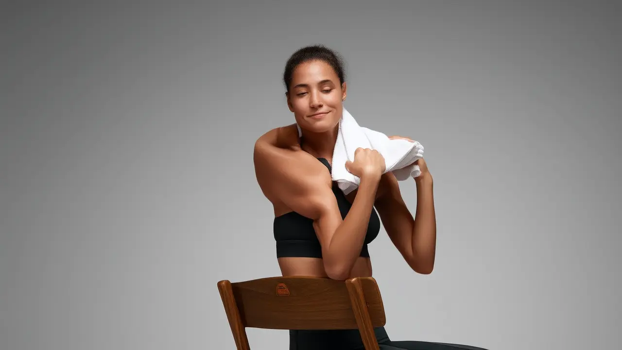 Exercício suave de correção postural em casa: alongamento dos ombros com uma cadeira