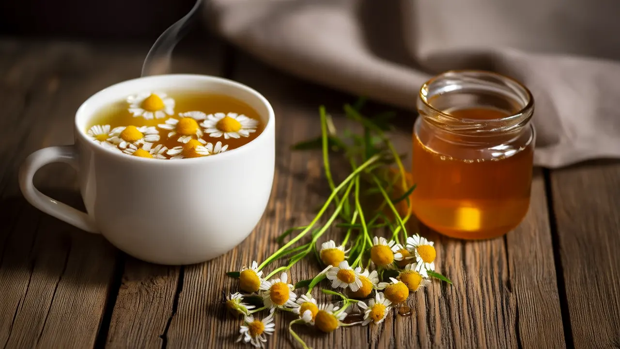 Infusión natural para dormir sin pastillas: una taza de té de camomila y hierba de limón